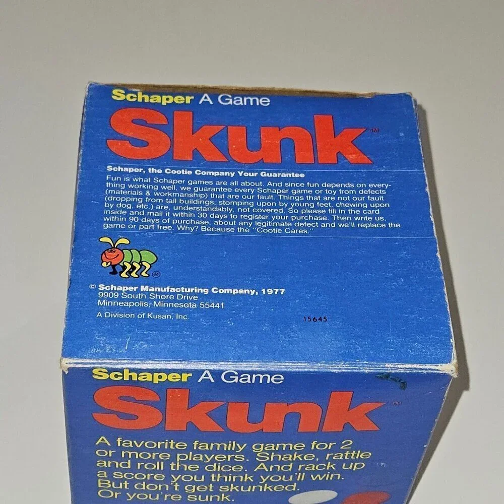 VTG Skunk Game Schaper COMPLETE 2 Skunk Dice Score Pad Chips